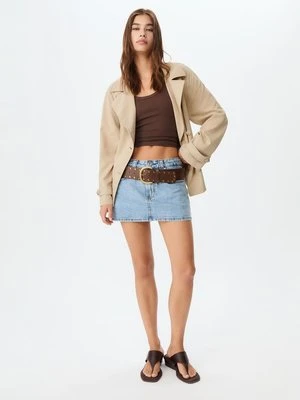 Stradivarius Krótki, lejący się trencz z paskiem  Kamień