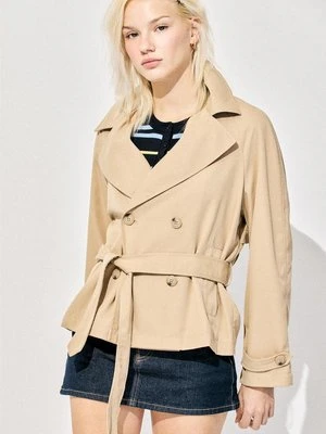 Stradivarius Krótki, lejący się trencz z paskiem  Kamień