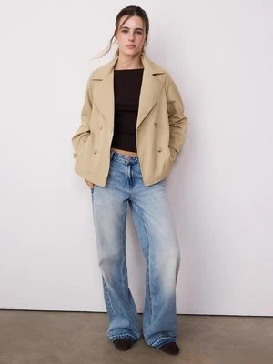 Stradivarius Krótki, lejący się trencz z paskiem  Kamień