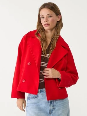 Stradivarius Krótki płaszcz dwurzędowy  Czerwony