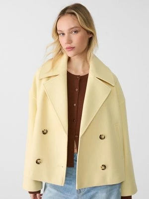 Stradivarius Krótki płaszcz dwurzędowy  Żółty pastelowy
