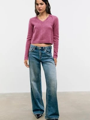 Stradivarius Krótki sweter dzianinowy o miękkim dotyku  Malwowy