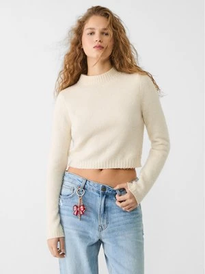 Stradivarius Krótki sweter z miękkiej dzianiny Soft Touch  Waniliowy