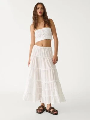 Stradivarius Krótki top na ramiączkach  Biały