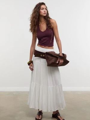 Stradivarius Krótki top z dekoltem halter  BAKŁAŻANOWY