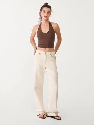 Stradivarius Krótki top z dekoltem halter  Brązowy