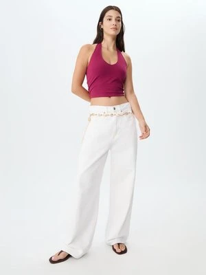 Stradivarius Krótki top z dekoltem halter  Burgundowy