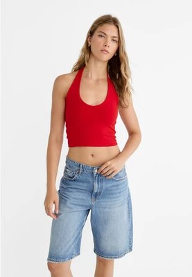 Stradivarius Krótki top z dekoltem halter  Czerwony