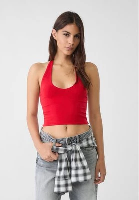 Stradivarius Krótki top z dekoltem halter  Czerwony