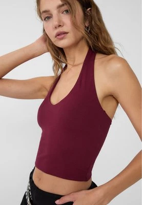 Stradivarius Krótki top z dekoltem halter  Fioletowy