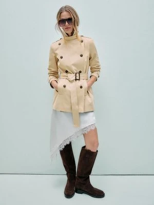 Stradivarius Krótki trencz basic  Kamień