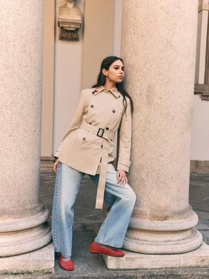 Stradivarius Krótki trencz basic  Kamień