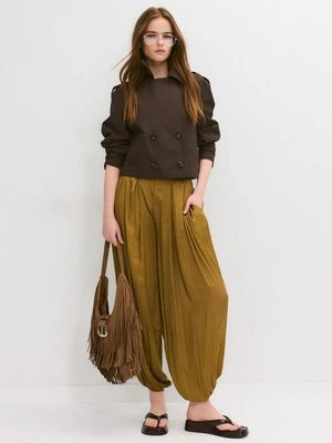 Stradivarius Krótki trencz dwurzędowy  Brązowy