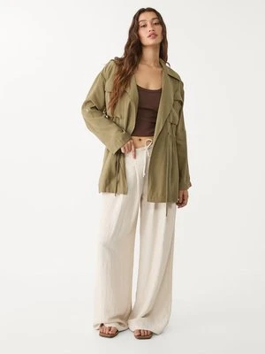 Stradivarius Krótki trencz o luźnym kroju  Khaki
