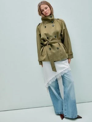 Stradivarius Krótki trencz z golfem  Khaki