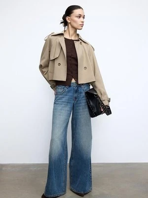 Stradivarius Luźny krótki trencz wizytowy  Khaki