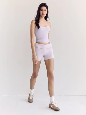 Stradivarius Krótkie legginsy z wywijanym pasem  Malwowy