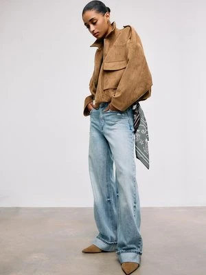 Stradivarius Kurtka balonowa ze sztucznego zamszu  Kamień