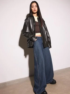 Stradivarius Kurtka biker oversize ze sztucznej skóry  Brązowy