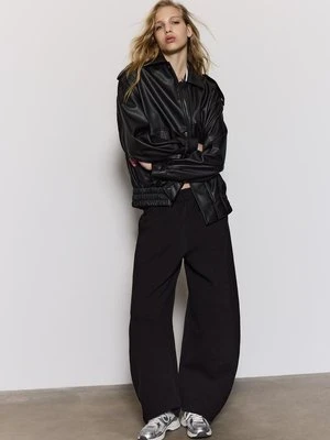 Stradivarius Kurtka biker oversize ze sztucznej skóry  Czarny