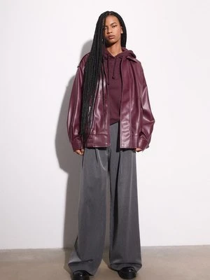 Stradivarius Kurtka biker oversize ze sztucznej skóry  Wiśniowy