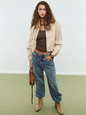 Stradivarius Kurtka bufiasty rękaw diagonal  Szary