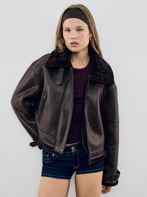 Stradivarius Kurtka dwustronna ze sztucznej skóry  Brązowy