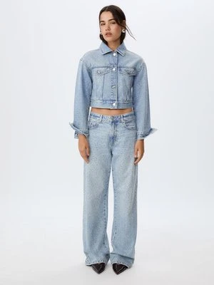 Stradivarius Kurtka dżinsowa z połyskiem  ŚREDNI NIEBIESKI DENIM