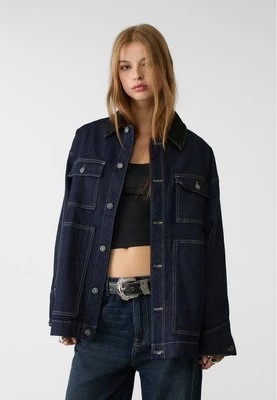 Stradivarius Kurtka jeansowa oversize z kieszeniami  Niebieski denim