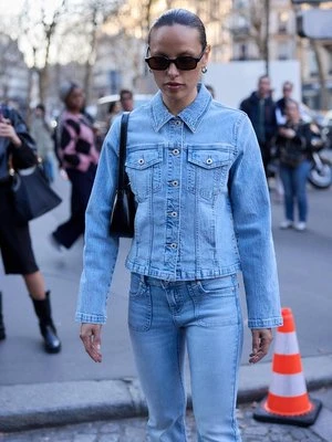 Stradivarius Kurtka jeansowa slim  ŚREDNIOJASNY NIEBIESKI DENIM