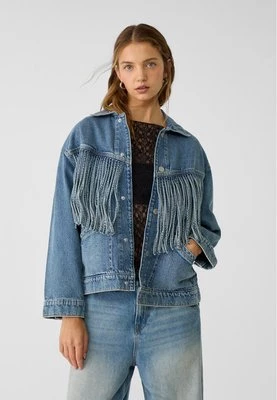 Stradivarius Kurtka jeansowa z frędzlami  Denim