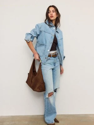 Stradivarius Kurtka jeansowa z kieszeniami  JASNONIEBIESKI DENIM