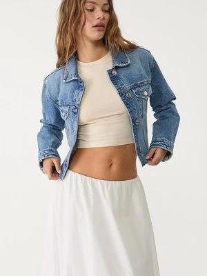 Stradivarius Kurtka jeansowa z kieszeniami  ŚREDNI NIEBIESKI DENIM