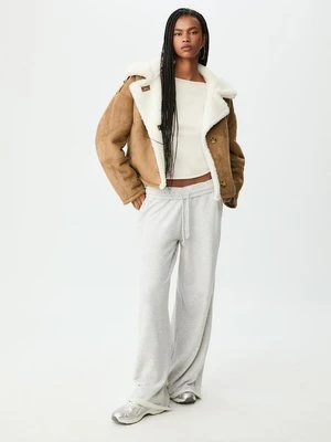 Stradivarius Dwustronna kurtka z tkaniny łączonej  Szary