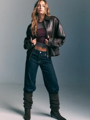 Stradivarius Kurtka oversize skóra  Brązowy