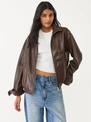 Stradivarius Kurtka oversize ze sztucznej skóry  Brązowy