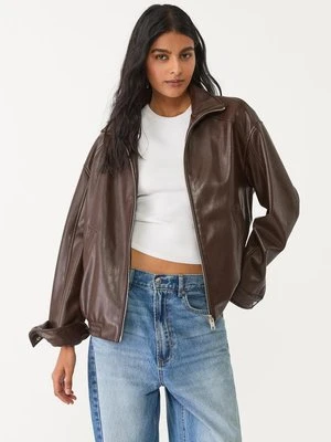 Stradivarius Kurtka oversize ze sztucznej skóry  Brązowy