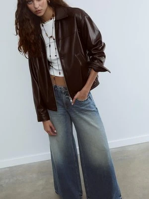Stradivarius Kurtka oversize ze sztucznej skóry  Brązowy