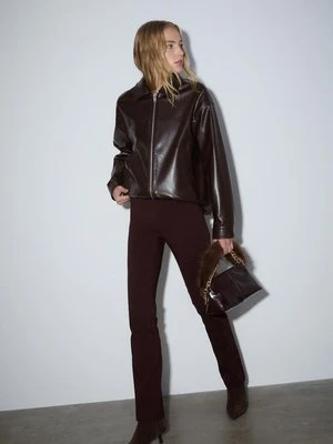 Stradivarius Kurtka oversize ze sztucznej skóry  Brązowy