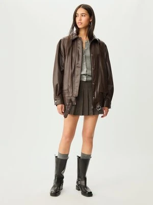 Stradivarius Kurtka oversize ze sztucznej skóry  Brązowy