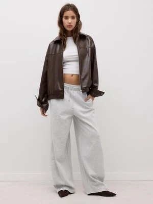 Stradivarius Kurtka oversize ze sztucznej skóry  Brązowy