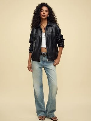 Stradivarius Kurtka oversize ze sztucznej skóry  Czarny