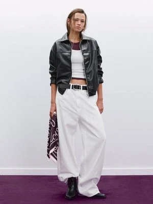 Stradivarius Kurtka oversize ze sztucznej skóry  Czarny