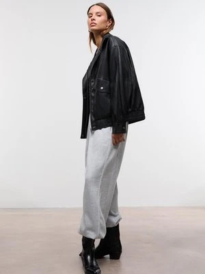 Stradivarius Kurtka oversize ze sztucznej skóry  Czarny