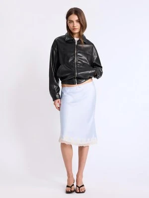 Stradivarius Kurtka oversize ze sztucznej skóry  Czarny