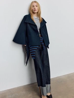 Stradivarius Kurtka-peleryna z miękkiego materiału  Ciemnomorski