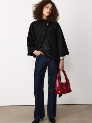 Stradivarius Kurtka-peleryna z miękkiej tkaniny  Czarny