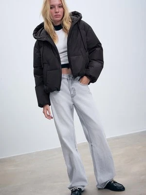 Stradivarius Kurtka pikowana oversize z kapturem  Czarny
