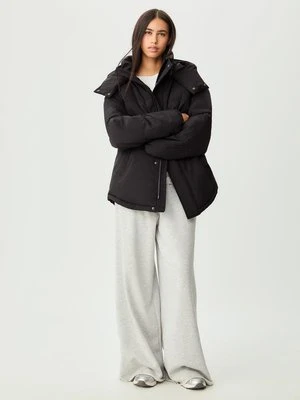 Stradivarius Kurtka pikowana oversize z Kapturem  Czarny