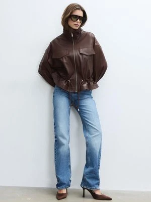 Stradivarius Kurtka skórzana z regulowanymi kieszeniami  Brązowy